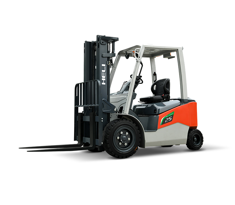 Heli 2.5 ton elektrikli forklift özelliklerini gösterir.